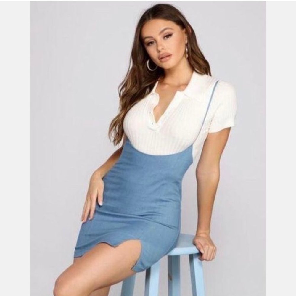 NWT! Sz M Windsor Blue Suspender Mini Skirt  Too Cute!!!